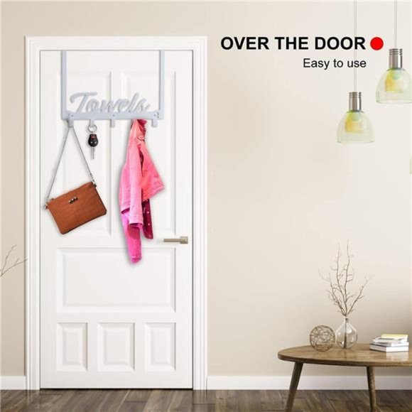 Over The Door Hooks Towel Rack for Bathroom Towel Holder for Hanging Heavy Duty - Picture 5 of 6